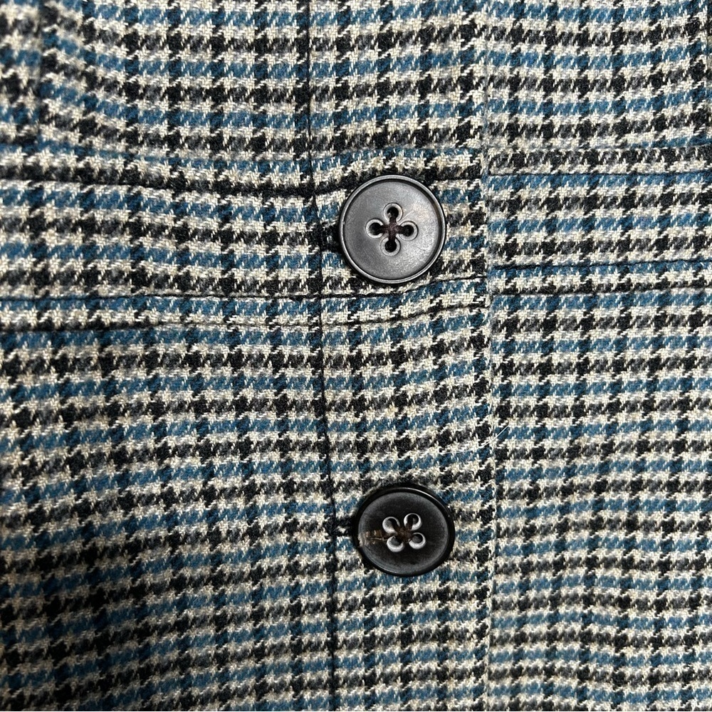 Banana Republic Peplum wool Coat Blue and Brown Houndstooth Size 0 - Picture 2 of 7